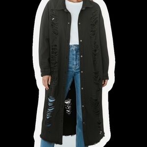 Highway Jeans Black Distressed Trench Coat# gringe #gothic #festival